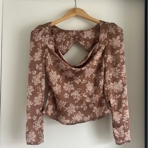 Astr Brown Floral Blouse